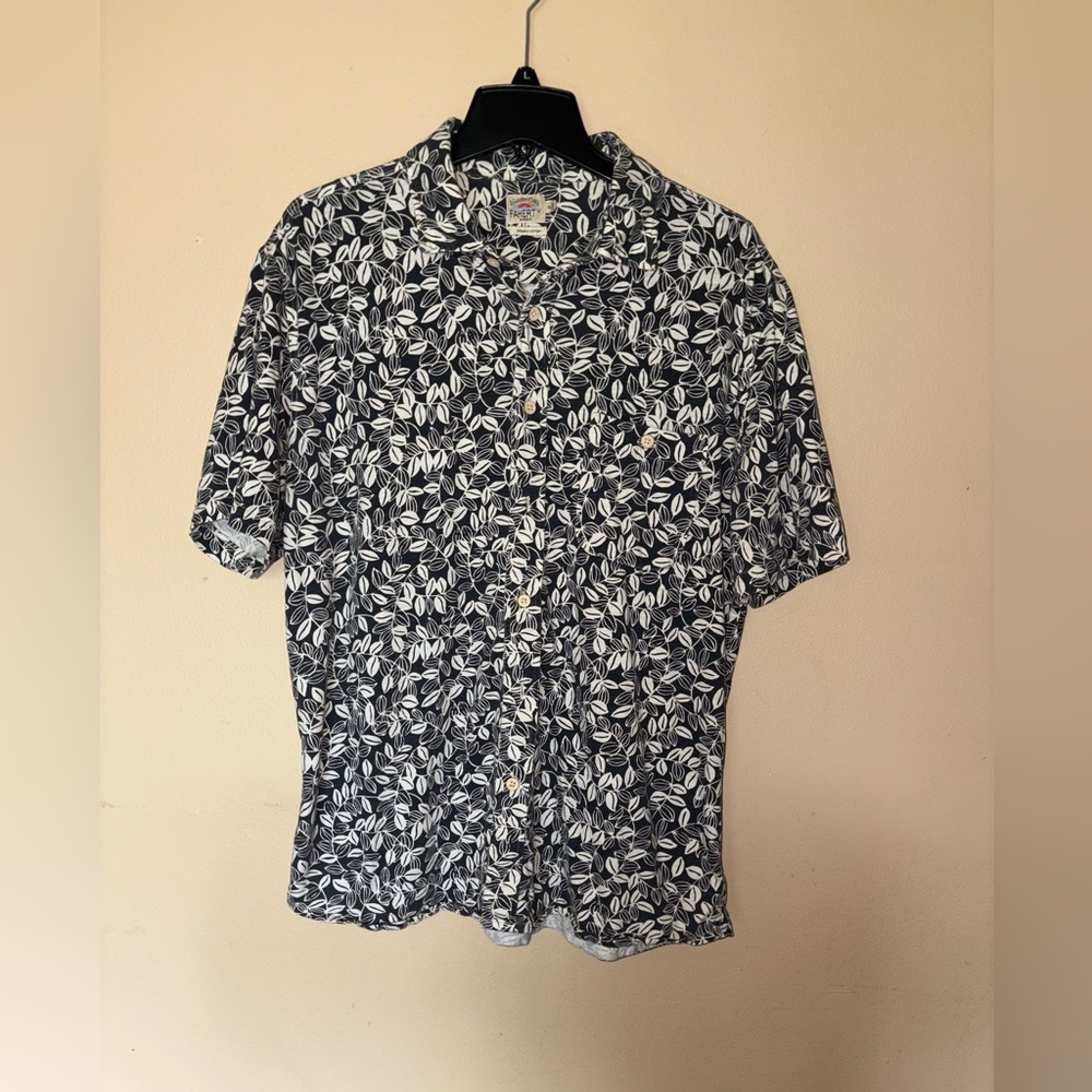 Faherty Men's Navy Avallinas Cotton Button Down Shirt XL Knit Seasons Beach